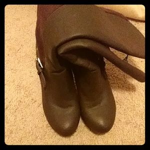 Elaine  calf High round toe Heels boots